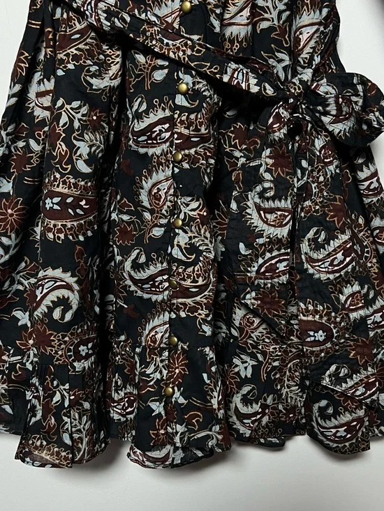 Cleobella Carolyn Ruffle Mini Dress Avolon Paisley Block Print Organic Cotton - Picture 10 of 15